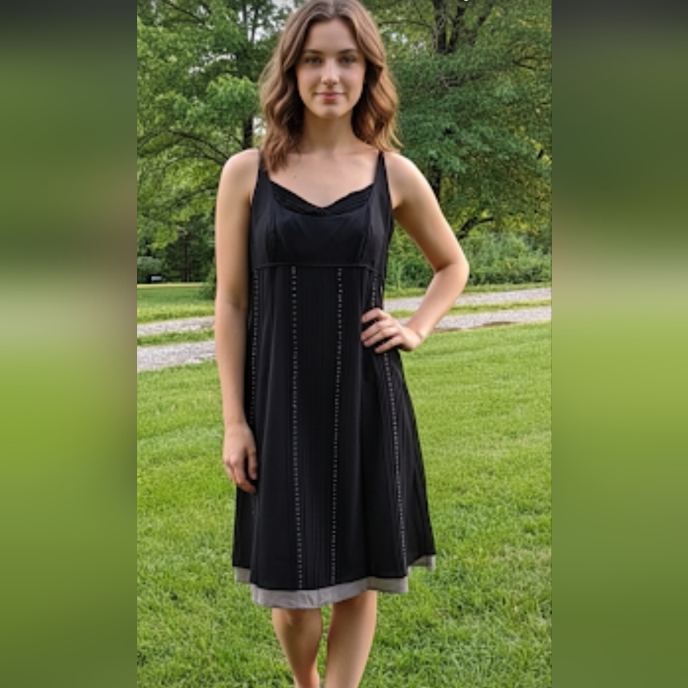 Silk Garnet Hill black and silver slip dress Women's Size 12 WhimsiGoth